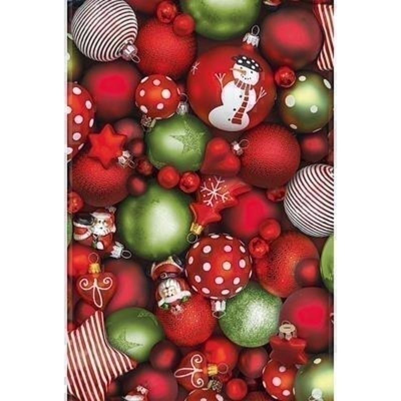 This lovely wrapping paper is made up of still life shots of Christmas baubles in festive red and green. Approx size 70cm x 2m